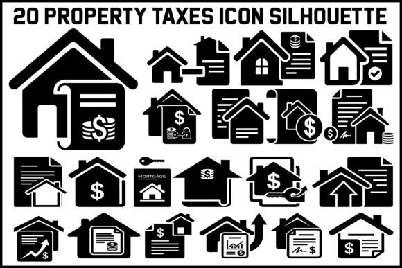 20 Property Taxes Icon Silhouette Bundle: A Practical Design Resource for Real Estate and Finance Projects