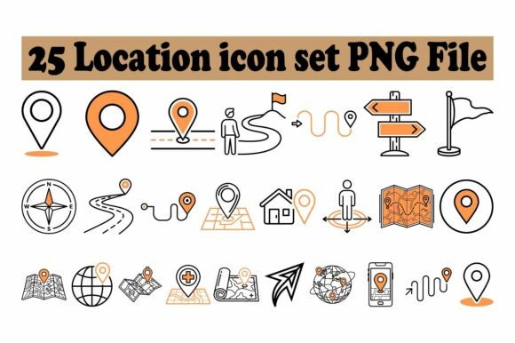 25 Location Navigation Icon Set PNG: Enhance Your Designs with Professional Map Graphics
