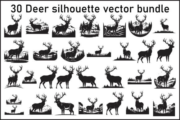 30 Deer Silhouette Vector Bundle: Strategic Design Value for Brands and Creators