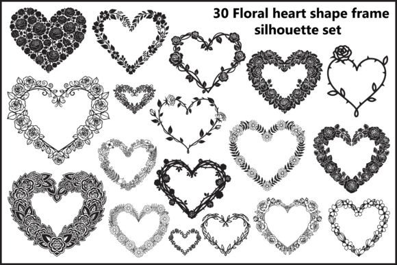 30 Floral Heart Shape Frame Silhouette Designs for Creative Projects