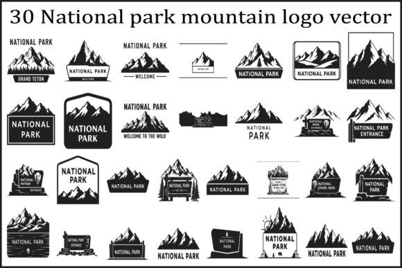 30 National Park Mountain Logo Vector Bundle for Creative Projects
