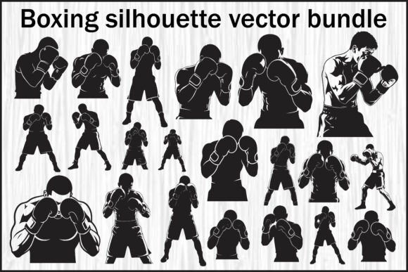 Boxing Fighter Silhouette Vector Bundle