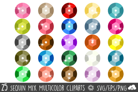 Colorful Sparkly Sequins Clipart Bundle