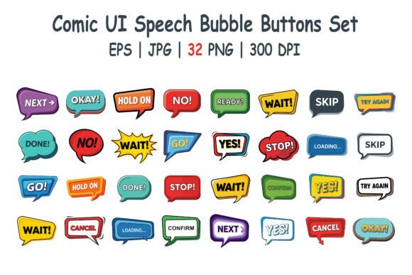 Comic UI Speech Bubble Buttons Set: Enhancing Digital Interfaces with Expressive Design