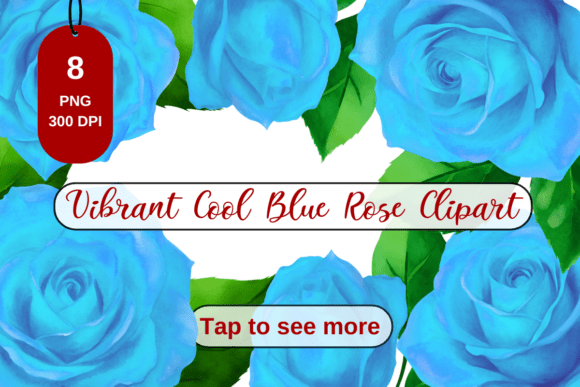 Cool Blue Rose Clipart Vintage, PNG: A Timeless Design Resource Done Right