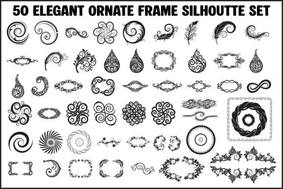 Elegant Ornate Frame Silhouette Collection for Creative Design Projects