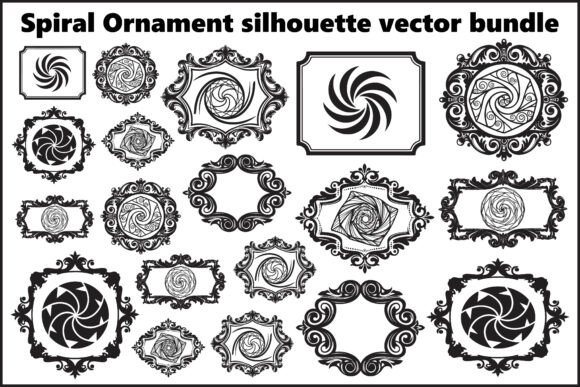 Elegant Spiral Ornament Silhouette Frame: A Design Essential for Creative Projects