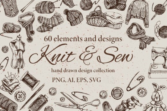 Elevate Your Creative Projects with the Sewing Knitting Clipart Bundle