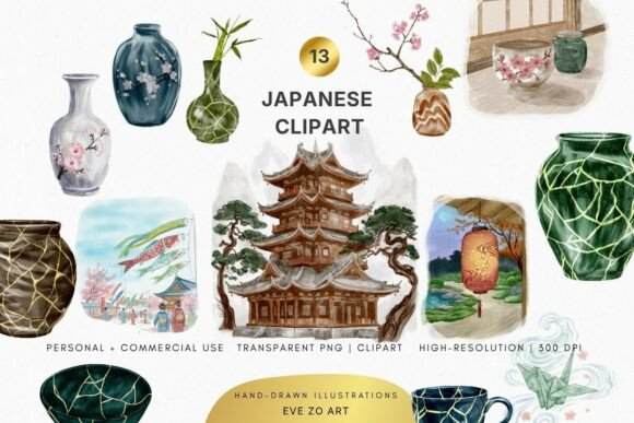 Elevate Your Design Projects with Japanese Ceramics Traditional Clipart