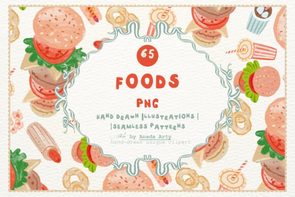 Enhance Your Design Projects with PNG Fast Food Illustrations & Patterns