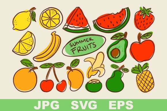Hand Drawn Summer Fruit Element Set: A Fresh Approach to Organic Design