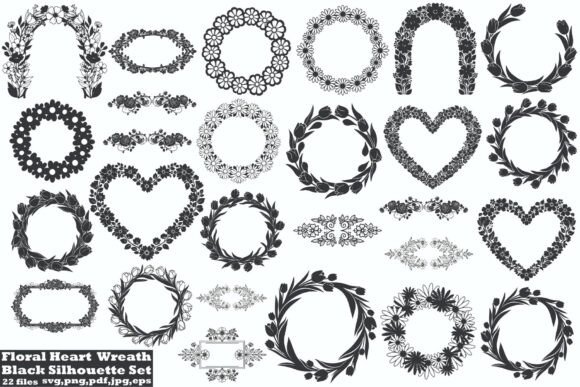 How the Floral Heart Circle Wreath Black Set Elevates Modern Design Projects