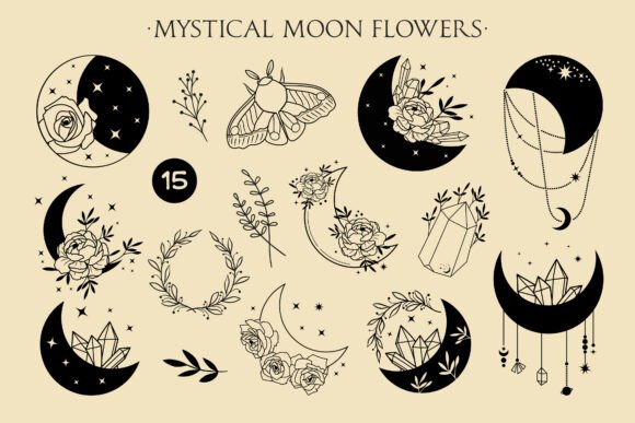 Mystical Moon Flowers Mini-Set: Creative Magic for Designers and Makers