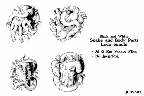 Snake and Human Anatomy Logo Set: A Bold Design Solution for Modern Brands