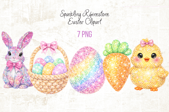 Sparkling Rhinestone Easter Clipart: A Glittering Design Essential