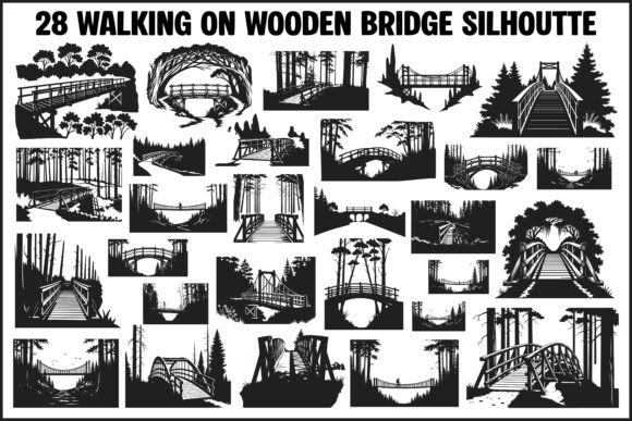 Walking on Wooden Bridge Silhouette: A Practical Resource for Designers and Creators